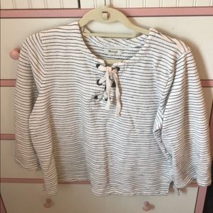 Madewell Striped and Laced Up Sweater
